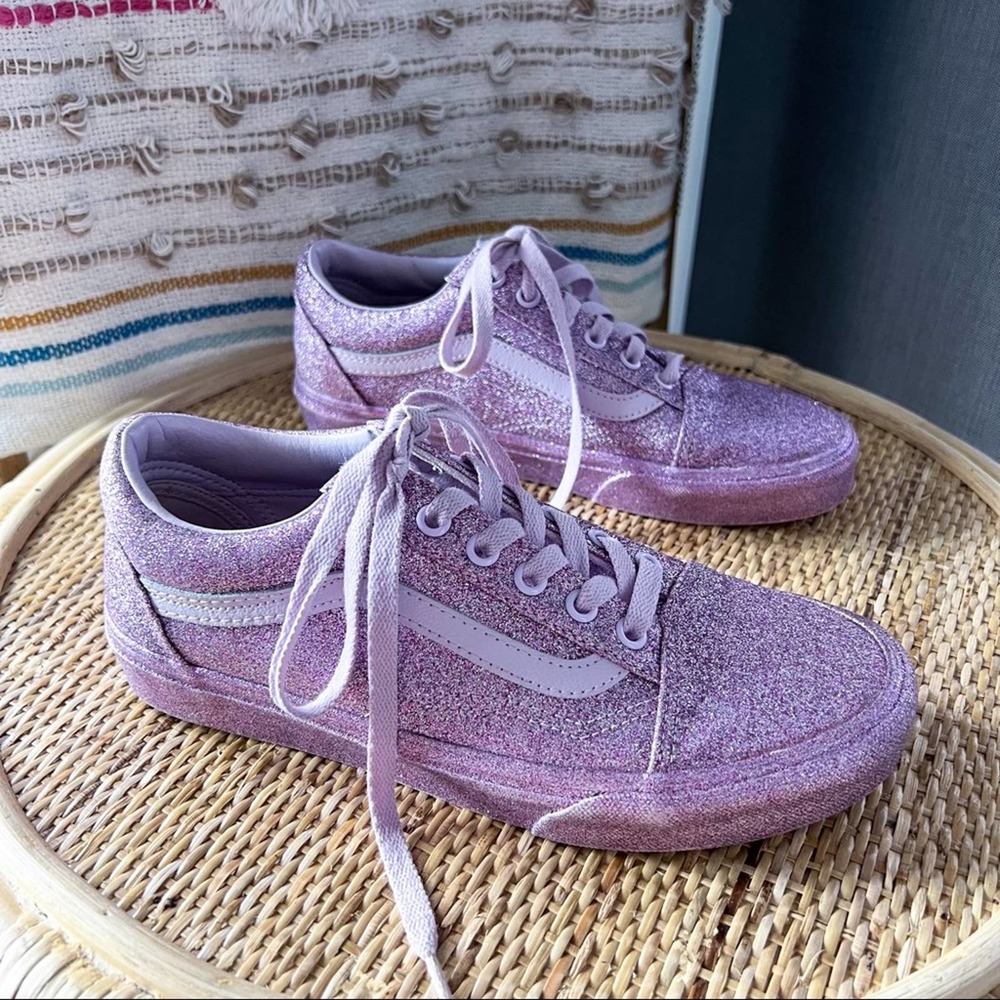 Vans Old Skool Lavender Glitter Low Top Sneakers Women’s 7 Men’s 5.5 - Picture 1 of 8